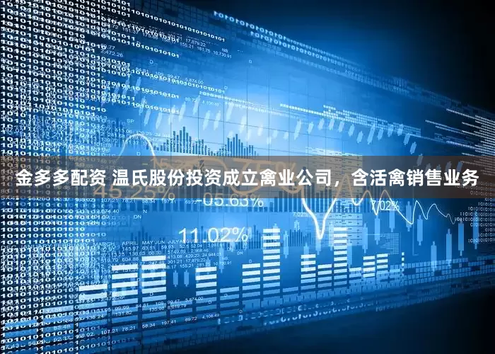 金多多配资 温氏股份投资成立禽业公司，含活禽销售业务