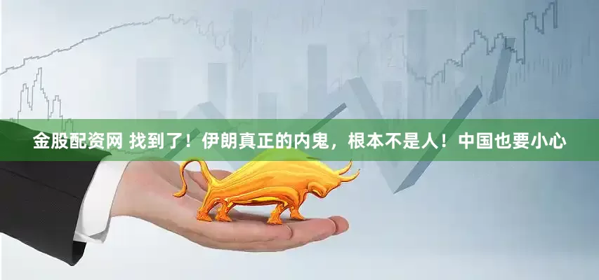 金股配资网 找到了！伊朗真正的内鬼，根本不是人！中国也要小心